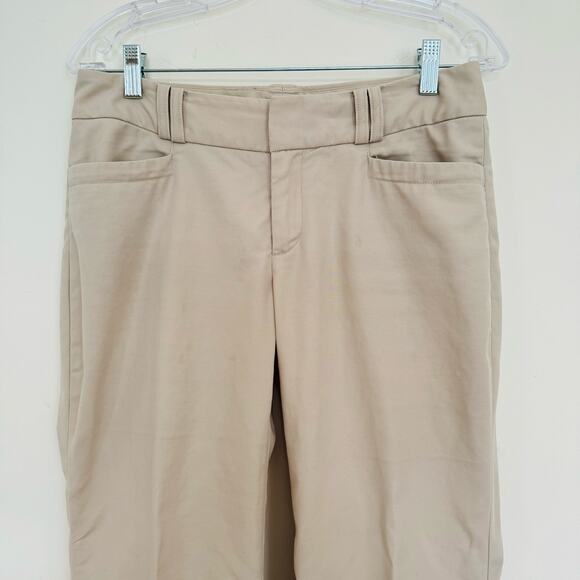 Banana Republic Martin Fit Sand Khaki Straight Wide Leg Trouser Cotton Pants 4 - Picture 4 of 12
